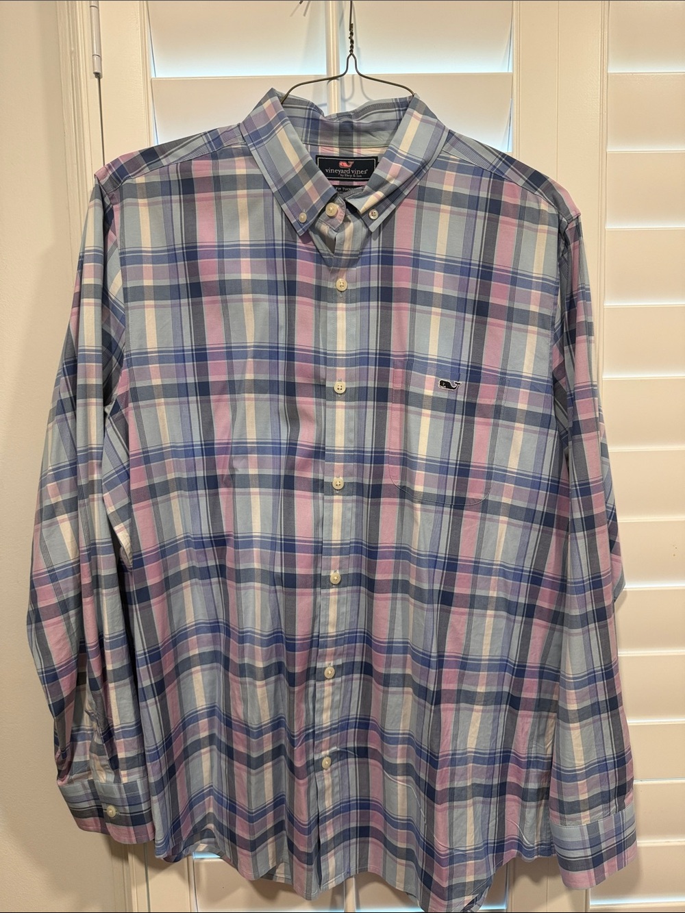 Vineyard Vines Pastel Blue and Pink Plaid Button-Down Shirt